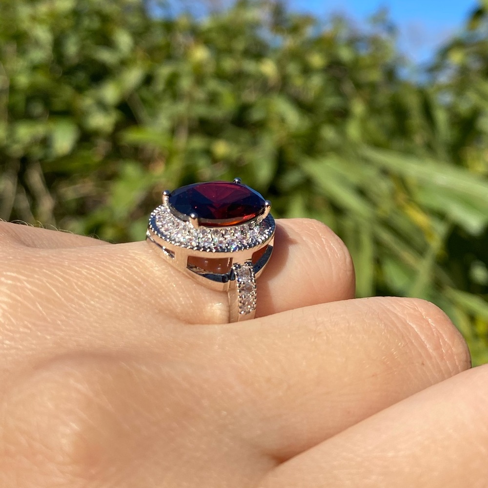 NEW 925 Sterling Silver Red Stone Ring - Picture 5 of 6
